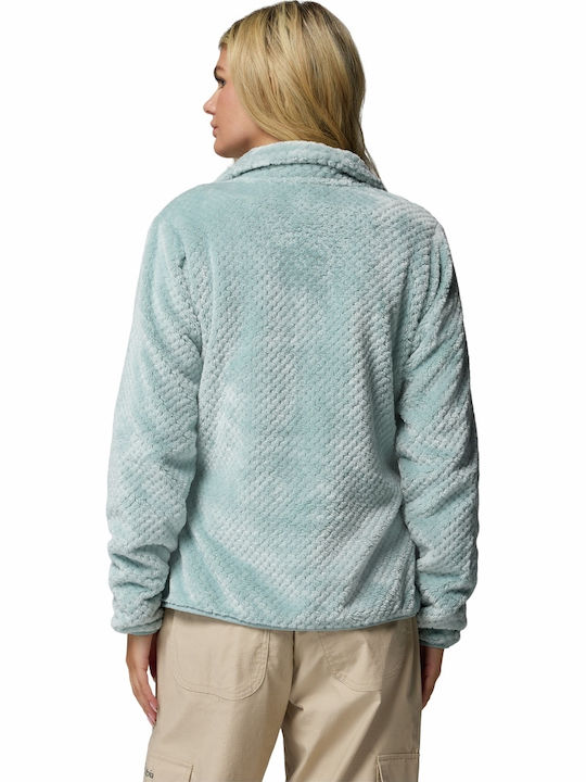 Fire Side Ii Sherpa Full Women's Cardigan with Zipper Light Blue