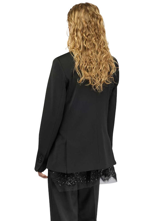 Semicouture Long Women's Double Breasted Blazer Black