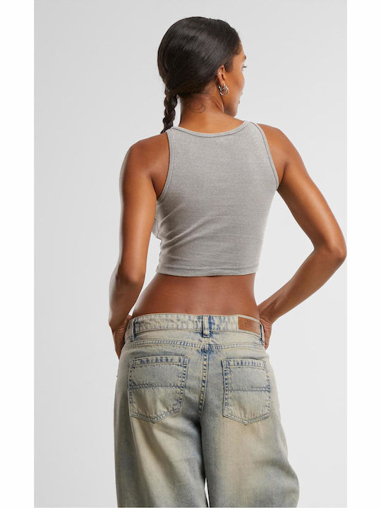 Ladies Washed Rib Jersey Cropped Top 2Pack Steel Gray
