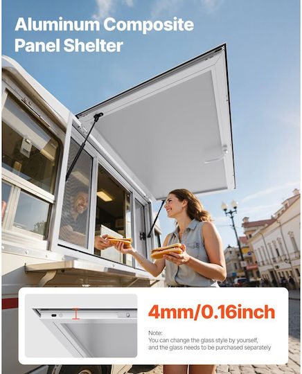 Παράθυρο Παραχώρησης Vevor 135x84 Cm Παράθυρο Εξυπηρέτησης Κράμα Αλουμινίου Φορτηγό Τροφίμων Έως 85 Μοίρες Παράθυρο Εξυπηρέτησης 4 Συρόμενα Παράθυρα Πόρτα Τέντας Γάντζο Σύρσης Τρέιλερ Παραχώρησης