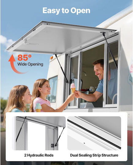 Παράθυρο Παραχώρησης Vevor 135x84 Cm Παράθυρο Εξυπηρέτησης Κράμα Αλουμινίου Φορτηγό Τροφίμων Έως 85 Μοίρες Παράθυρο Εξυπηρέτησης 4 Συρόμενα Παράθυρα Πόρτα Τέντας Γάντζο Σύρσης Τρέιλερ Παραχώρησης
