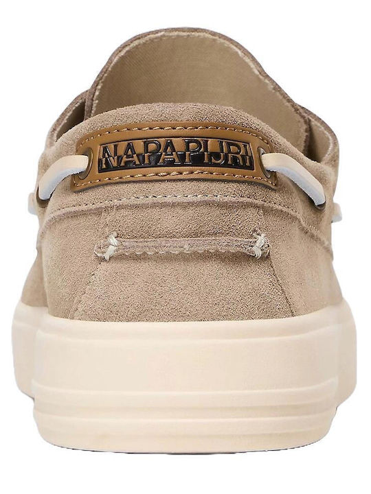 Men's Leather Moccasins Beige Regular Fit