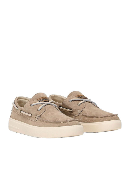 Men's Leather Moccasins Beige Regular Fit