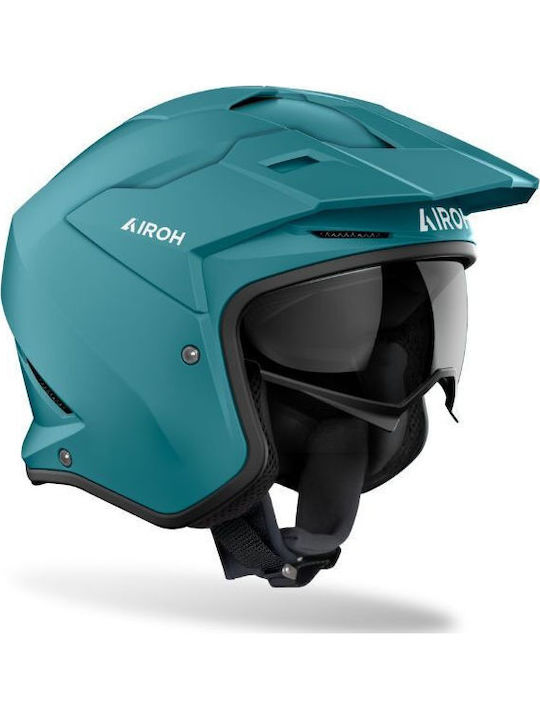 Airoh Kombakt Concrete Petrol Matt Мотоциклетна каска Джет ECE 22.06 1150гр с Sunvisor