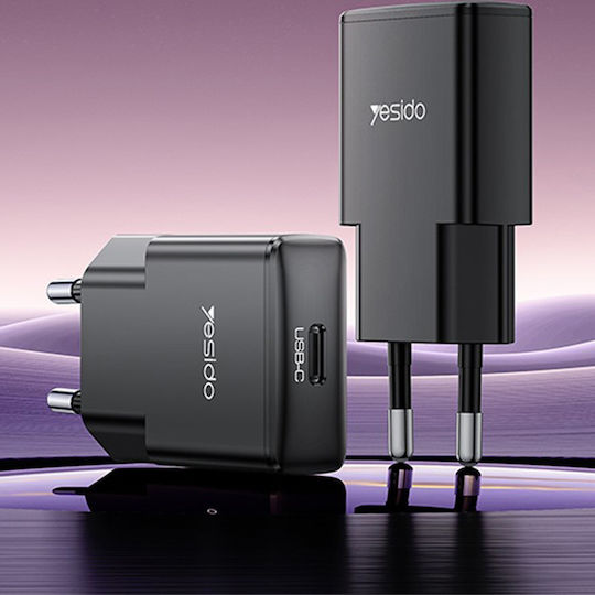 Yesido Charger Without Cable GaN with USB-C Port 30W Power Delivery Blacks (YC74)