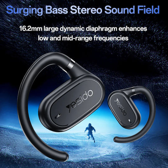 Yesido YSP25 Open Ear Bluetooth Handsfree Căști cu Rezistență la Transpirație și Carcasă de Încărcare Negru