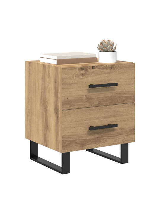Wooden Brown Oak Bedside Table 40x35x47.5cm