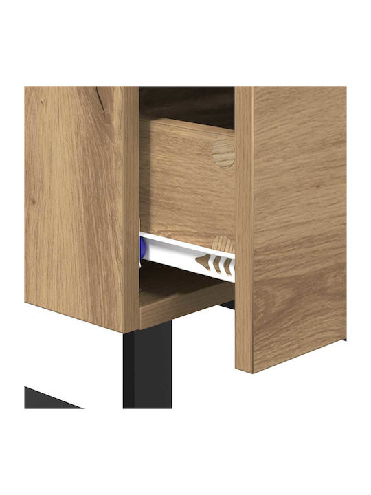 Wooden Brown Oak Bedside Table 40x35x47.5cm