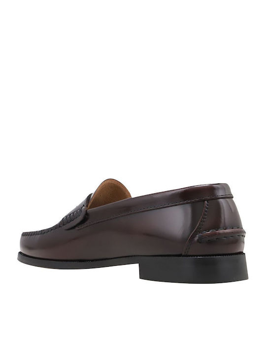 Leder Herren Mokassins in Burgundisch Farbe