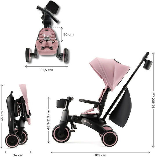 Kinderkraft Jazz 2 Tricicletă Pliabilă și Transformabilă 5 în 1 pentru 9 Luni Roz