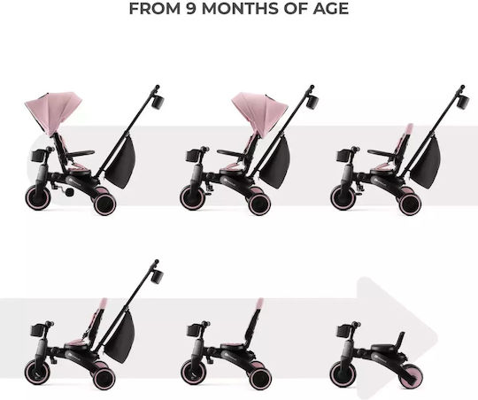 Kinderkraft Jazz 2 Tricicletă Pliabilă și Transformabilă 5 în 1 pentru 9 Luni Roz