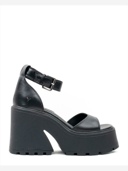 Flaws Leather Sandals Black