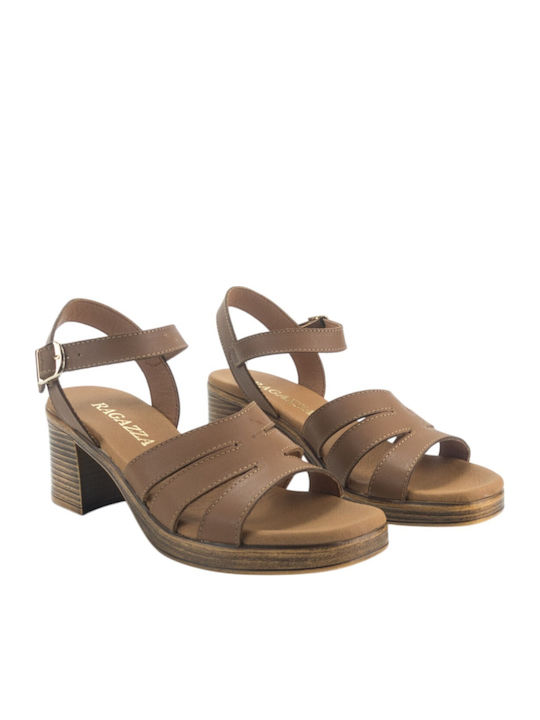 Ragazza Lederriemen Sandalen Tan