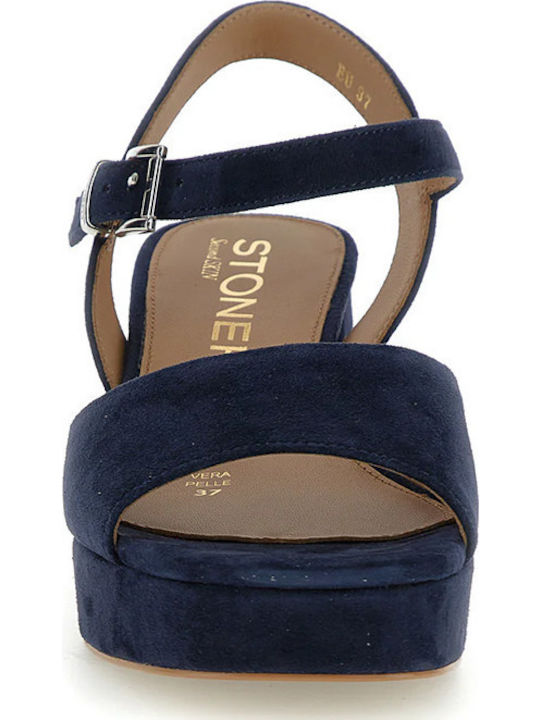 Suede Πέδιλα Ανατομικά Μπλε