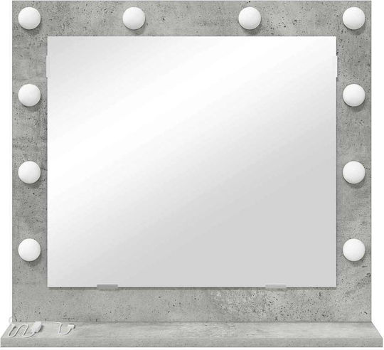 Vidaxl Καθρέφτης Vanity Led Φώτα Γκρι Σκυρόδεμα 60x55x18 Εκ Γκρι