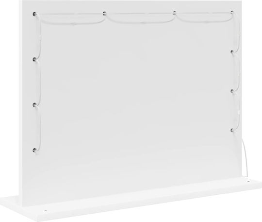 vidaXL Wall Mirror with White Wooden Frame & LED Lighting 60x45cm 1pcs