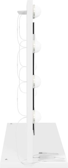 vidaXL Wall Mirror with White Wooden Frame & LED Lighting 60x45cm 1pcs