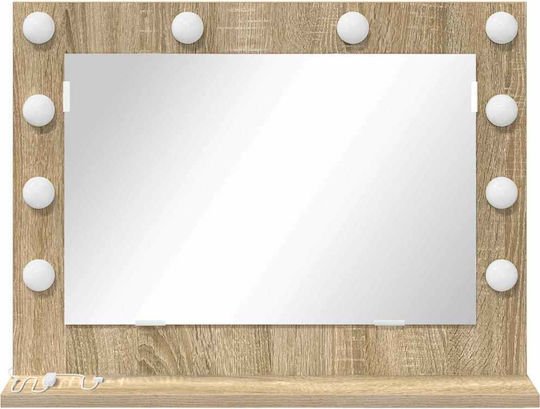 vidaXL Rechteckiger Badezimmerspiegel LED mit Regal 60x45cm Beige