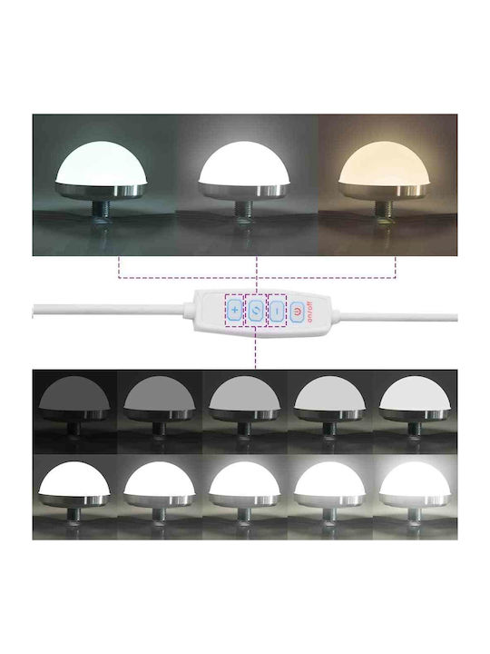 vidaXL Ορθογώνιος Καθρέπτης Μπάνιου Led με Ράφι 60x45cm Μπεζ