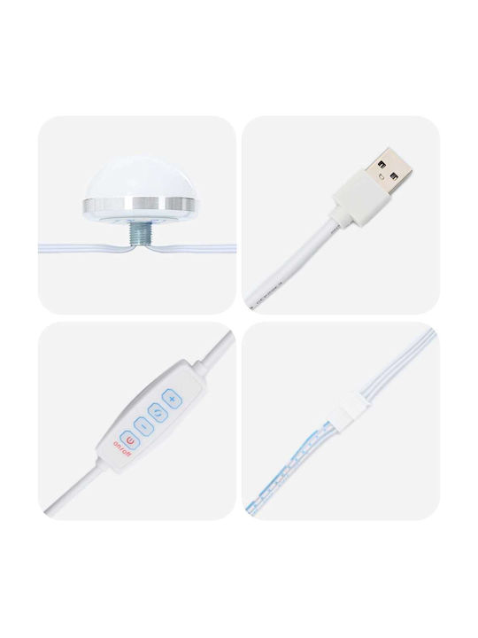 vidaXL Ορθογώνιος Καθρέπτης Μπάνιου Led με Ράφι 60x45cm Μπεζ
