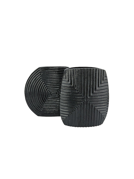 InTheBox Διακοσμητικό Βάζο Aluminium Linear Schwarz 21x8x24cm 1Stück
