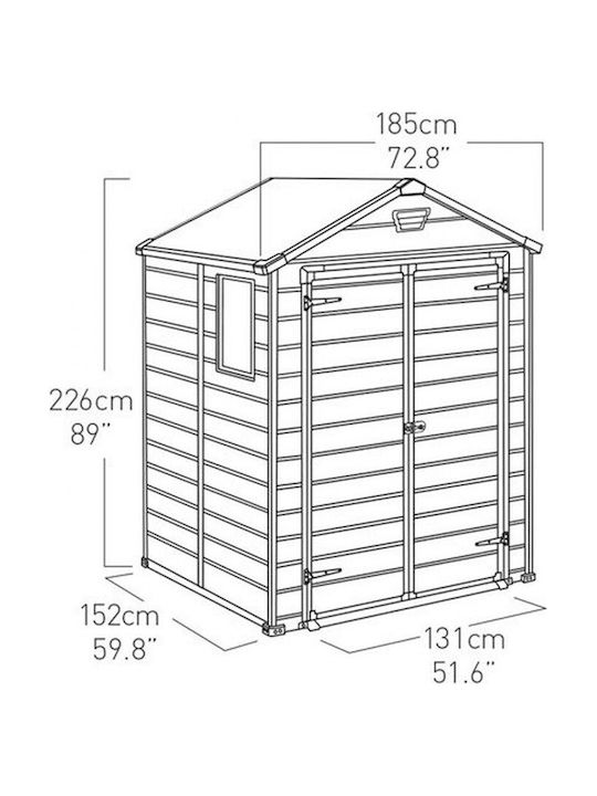 Plastic Garden Shed M1.85xW1.52xH2.26m