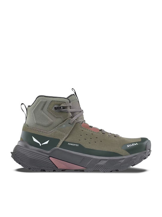 Salewa Pedroc 2 Leather Γυναικεία Ορειβατικά Μποτάκια Αδιάβροχα Πράσινα