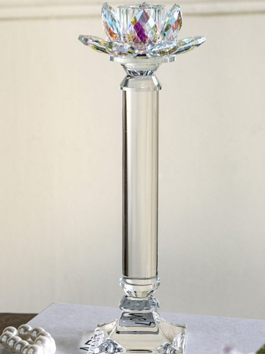 Artekko Lotus Candle Holder Glass in Transparent Color 10.8x28x10.8cm 1pcs