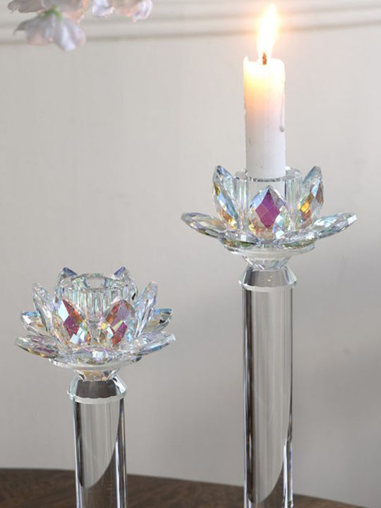 Artekko Lotus Candle Holder Glass in Transparent Color 10.8x28x10.8cm 1pcs