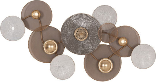 HomeMarkt Geometric Wall Decor Element Gold White Metallic 91x6x50cm