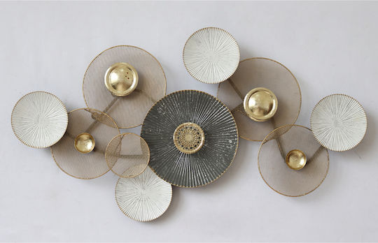 HomeMarkt Wanddekoration Aus Metall Gold Weiß 91x6x50cm HomeMarkt Wanddekoration Aus Metall Gold Weiß 91x6x50cm