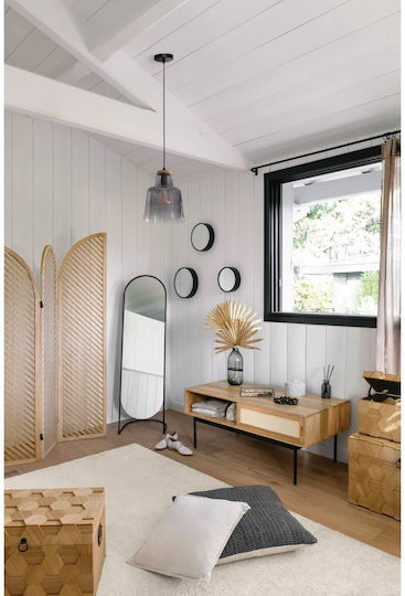 Atmosphera Oval Boden- oder Standspiegel mit Grauem Metallischem Rahmen 140x39cm