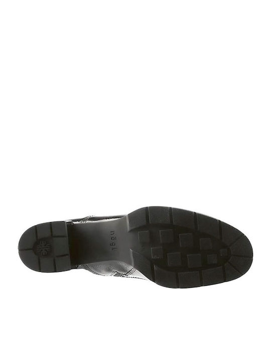 Women's Ankle Boots made of Patent Leather with Medium Heel Black