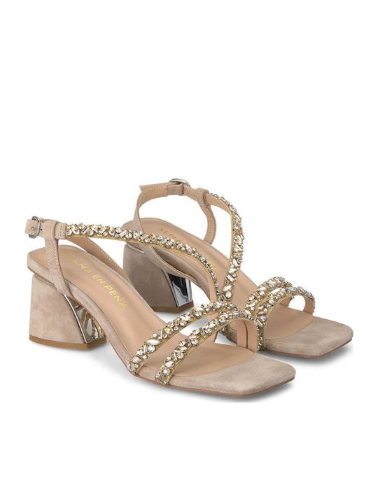 Suede Sandalen Beige