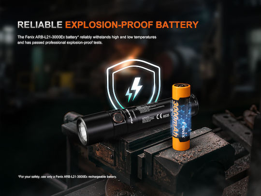 Fenix Wiederaufladbar Explosionsgeschützt Stirnlampe LED IP68 mit maximaler Helligkeit 300lm