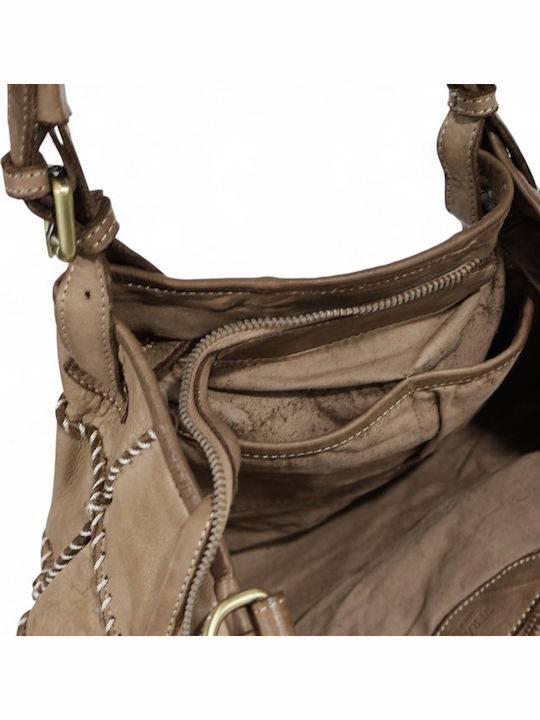 Leder Damentasche Handtasche Taupe