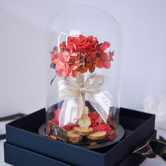 Crazy Love Arrangement Gefrorene Blumen Rose In Glasskugel Geschenkbox Rot