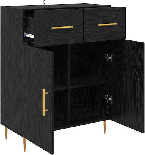 Sideboard made of Wood & Metal with Drawers Black Beech 69.5x34x90cm