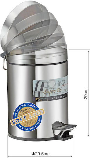 Bronze Art 05T3-10 Inox Bathroom Basket Soft Close 5lt