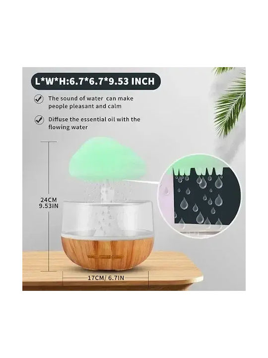Factory Led Συσκευή Αρωματοθεραπείας Cloud Rain με Χρονοδιακόπτη Καφέ 300ml TS04093