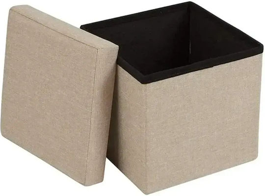 Stool For Living Room With Storage Space Upholstered with Fabric Beige 30x30x30cm