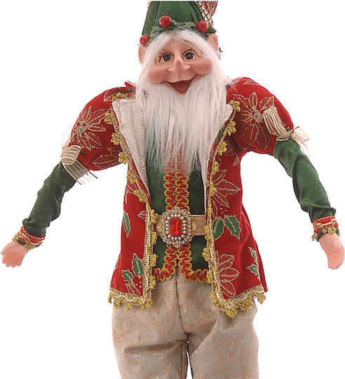 Vetur BV Christmas Velvet Elf Red Gold Green 46cm