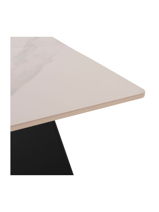 Square Central Coffee Table Sintered Glass Black 2 Pieces W70xL70xH42cm