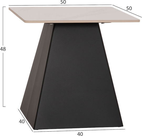 Square Central Coffee Table Sintered Glass Black 2 Pieces W70xL70xH42cm