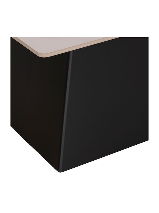 Square Central Coffee Table Sintered Glass Black 2 Pieces W70xL70xH42cm