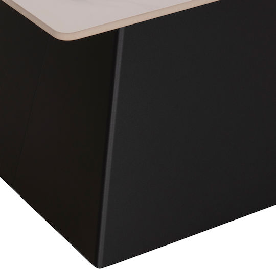 Square Central Coffee Table Sintered Glass Black 2 Pieces W70xL70xH42cm