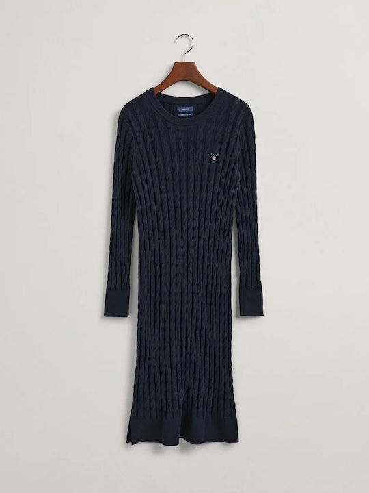 Midi Φόρεμα Πλεκτό Navy Μπλε
