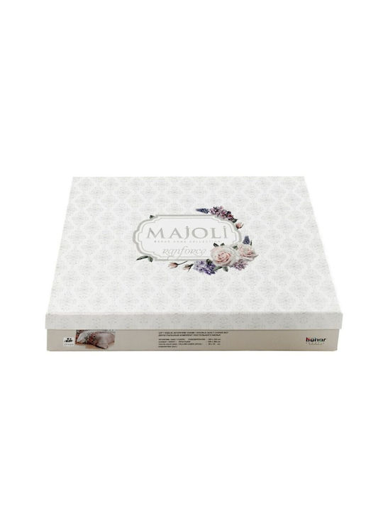 Majoli Bahar Set Husă de Pilotă Bumbac Dublă cu 2 Fețe de Pernă & 1 Cearsaf 200x220 Patch