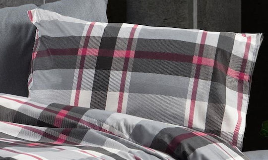 Dimcol Εκάβη Σετ Μαξιλαροθήκες με Φάσα 424 Grey-bordeaux 50x70εκ.