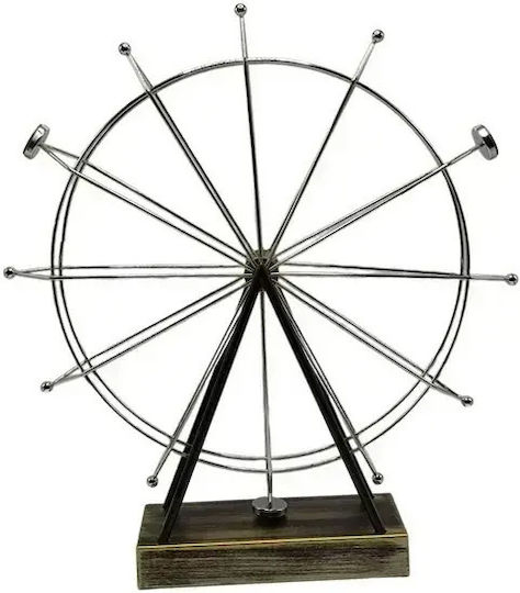 Tabletop Decorative Spinning Wheel 41x37cm Silver Hammered Iron
